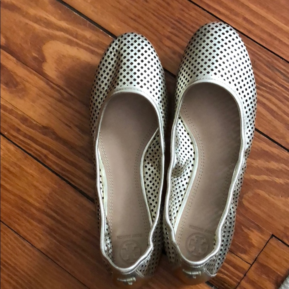 Gently worn gold Tory Burch flats